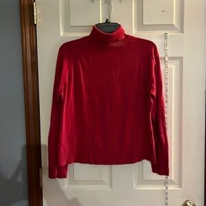 Pursuits,Ltd.-size L-red silk blend turtleneck pull over sweater, ribbed details